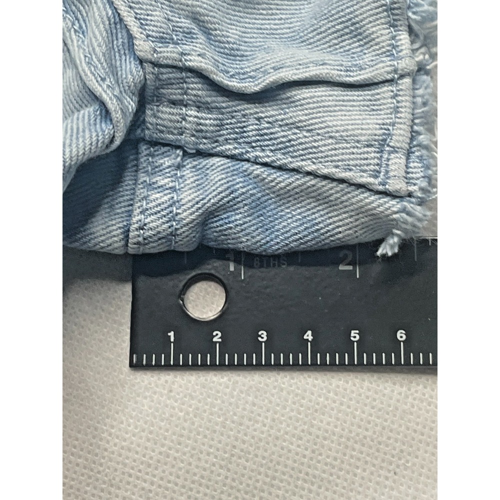 PacSun Women's 25 Vintage High Rise Light Wash Crisscross Raw Hem Denim Shorts - Picture 16 of 16